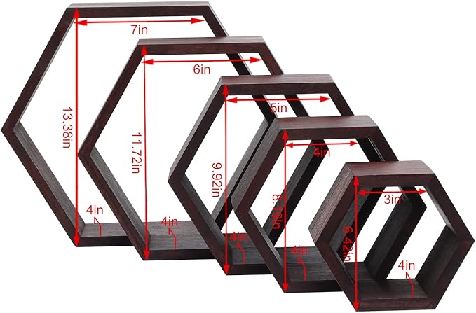 Hexagon Shelves, Floating Wall Shelf, Honeycomb Octagon Cube Shelves Wood | - Image 8