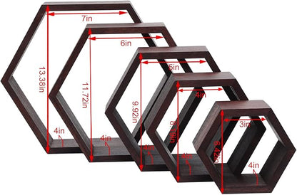 Hexagon Shelves, Floating Wall Shelf, Honeycomb Octagon Cube Shelves Wood | - Image 8