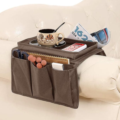 Sofa Armrest Organiser with Cup Holder Tray 6 Pockets TV Remote Control by Unknown