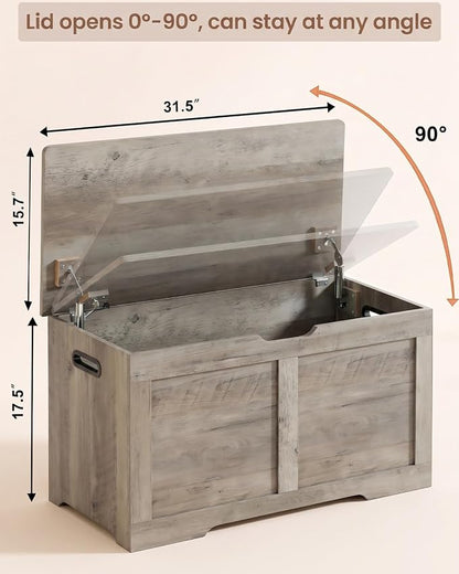 Timberer 31.5" Wooden Storage Chest, Extra Large Storage Trunk | Storage Bench - Image 3