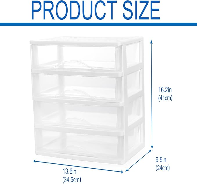 BYCY Plastic Stackable Storage 4 Drawers, Easily Assemble - Image 3
