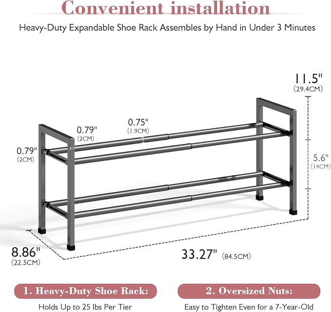 Bumusty 2-Tier Expandable Shoe Rack - Image 3