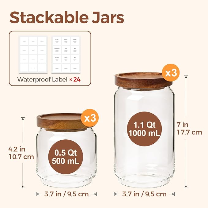 ComSaf 6PCS Glass Pantry Storage Container - Image 2
