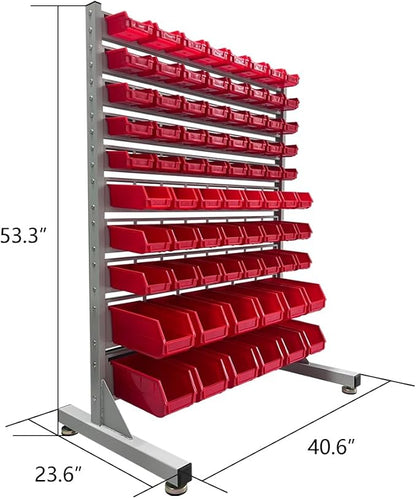 JZD Metal Bin Rack Storage Organizer System, Heavy Duty Steel Frame, 76 Plastic - Image 3
