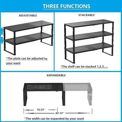 Expandable, Adjustable & Stackable Spice Rack, Cabinet Kitchen Countertop Shelf - Image 4