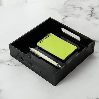 Black Sturdy Acrylic Tray with Handles-8x8 Inch- Countertop Organizer Tray - Image 5