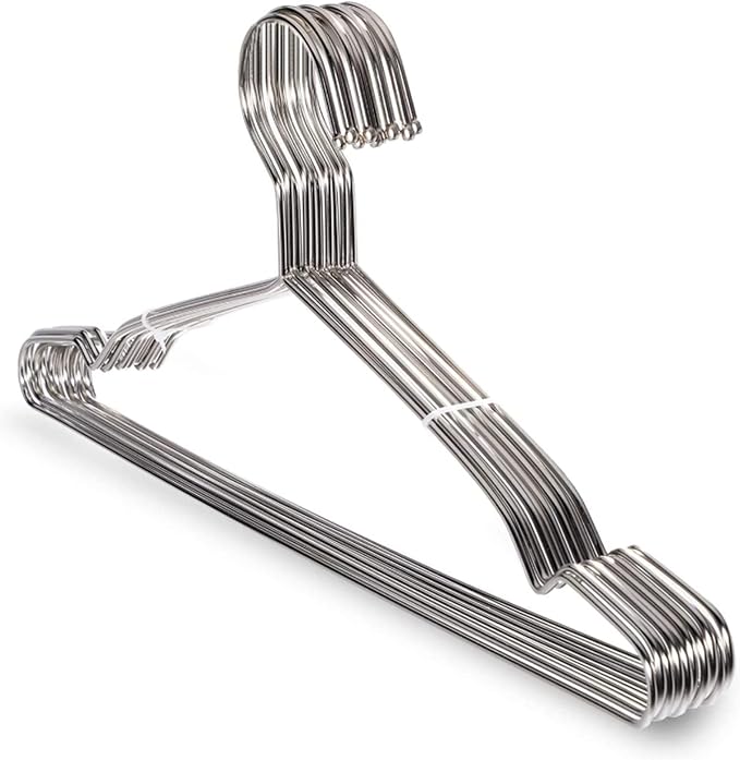 10 Pack Stainless Steel 15.75 Inches Clothes Hangers by Decohomeforu