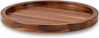 18" Acacia Wood Lazy Susan Organizer Kitchen Turntable by AUAM