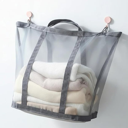 Wall-Mounted Foldable Laundry Basket, 41L Mesh Hamper, Beach & Camping. by YAGIZAAI