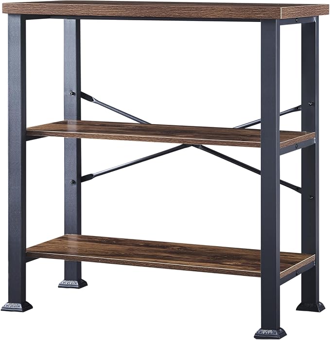 HOMBAZAAR 3 Tier Bookshelf, Rustic Brown Industrial Book Shelf, Engineered Wood - Image 8