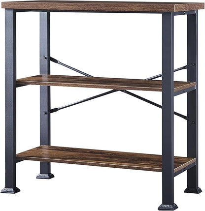 HOMBAZAAR 3 Tier Bookshelf, Rustic Brown Industrial Book Shelf, Engineered Wood - Image 8