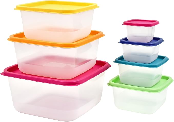 14 Pack Rainbow Multi Color Plastic Food Storage Containers - Image 3