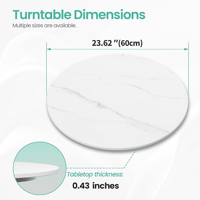 23.6" Lazy Susan Turntable – 360° Sinteredstone Silent Anti-Slip Turntable - Image 3