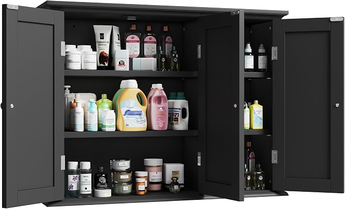 ChooChoo Laundry Cabinet with 3 Doors and Adjustable Shelves | 9.06"D x 31.1"W - Image 8