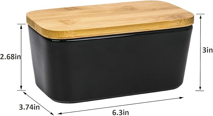 Butter Dish with Lid, Extra Large 650ml, Porcelain Keeper with Bamboo Lid Cover - Image 7