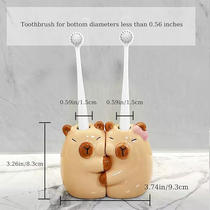Ceramic Toothbrush Holder for Bathroom, Cute Capybara Shape Tooth Brush Holders - Image 4