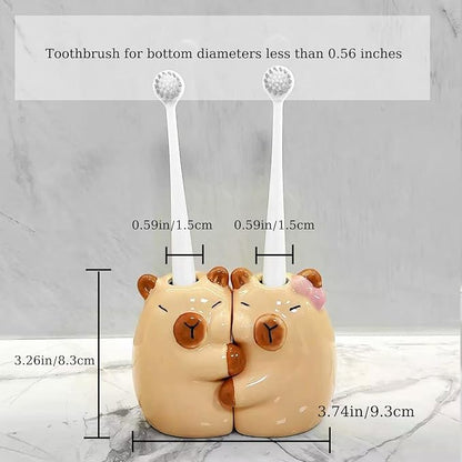 Ceramic Toothbrush Holder for Bathroom, Cute Capybara Shape Tooth Brush Holders - Image 4