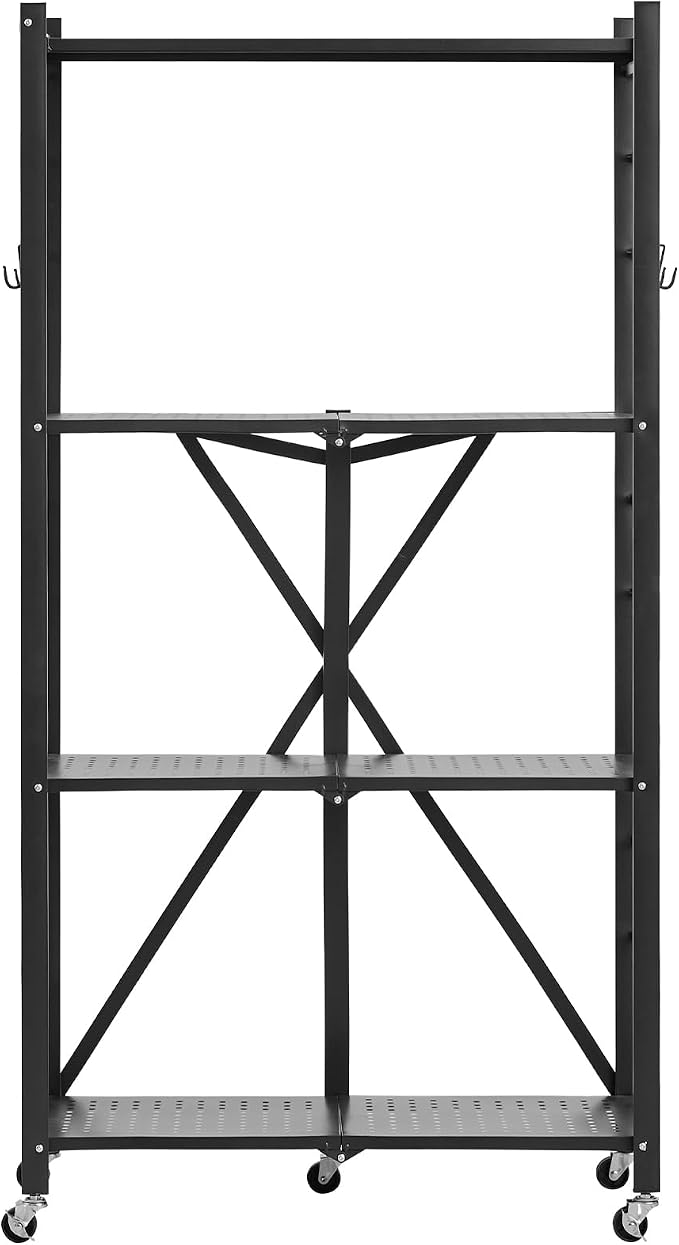 VEVOR 4-Tier Foldable Storage Shelf, 28W x 13D x 54H Inch Folding Metal Rack - Image 9