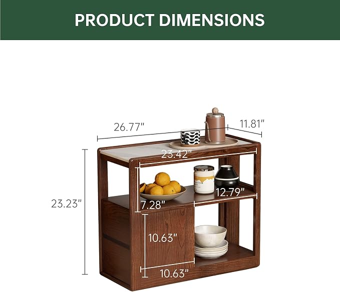 Solid Wood End Table with Storage Drawers, Narrow Side Table - Image 2