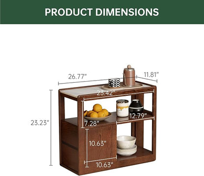 Solid Wood End Table with Storage Drawers, Narrow Side Table - Image 2