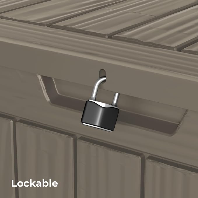 35 Gallon Outdoor Storage Box Waterproof Lockable Resin Deck Box Large - Image 6