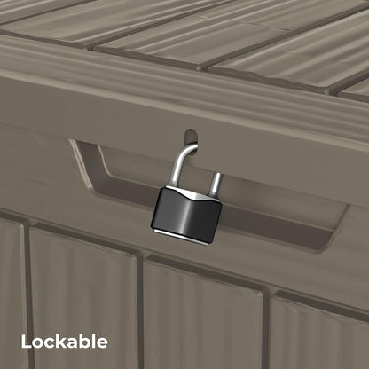 35 Gallon Outdoor Storage Box Waterproof Lockable Resin Deck Box Large - Image 6