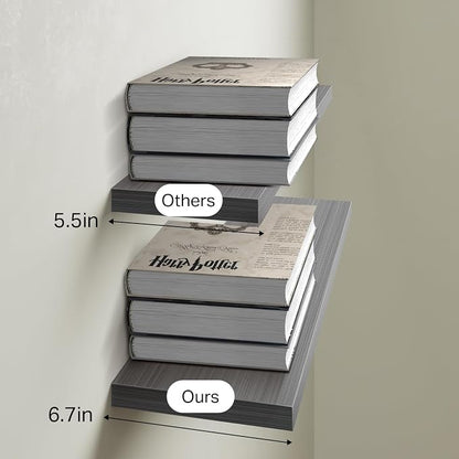 BAYKA Floating Shelves Grey, 22.5 inch Rustic Wood Wall Mounted Shelves - Image 7