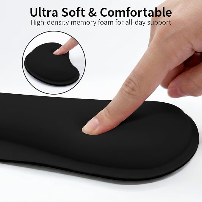 Bloss 2 Black Wrist Rest for Mouse & Keyboard, Ergonomic Wrist Support | Soft - Image 5