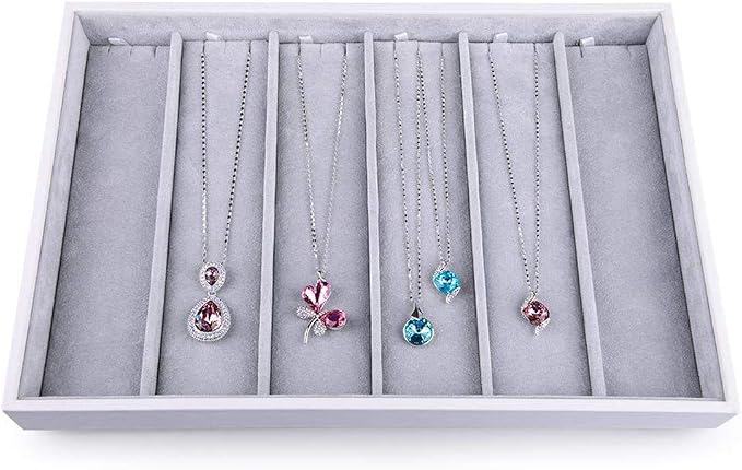 Oirlv Velvet Stackable Jewelry Tray Display Organizer, Necklace Pendant | Soft - Image 3