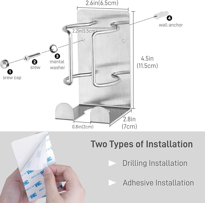 Curling Iron Holder, Stainless Steel Flat Iron Holder Wall Mount, Hair - Image 5