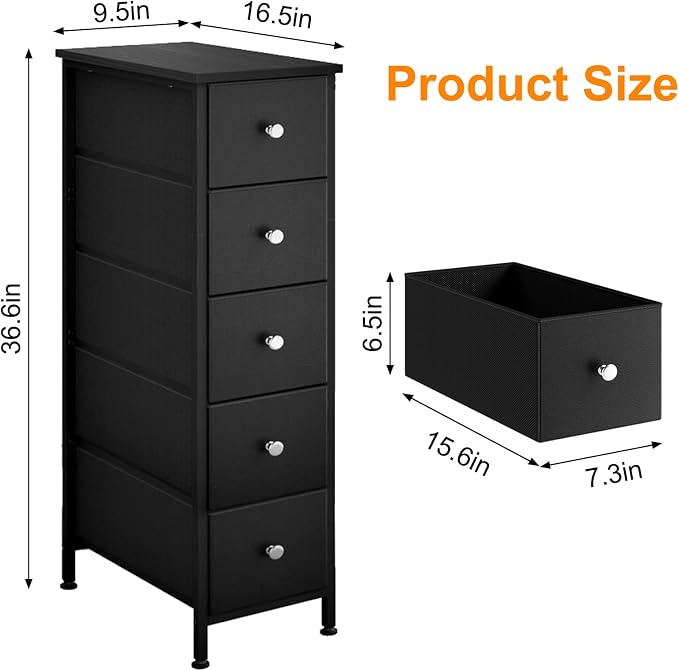 Fixwal Narrow Storage Cabinet, Narrow Nightstand Dresser - Image 2