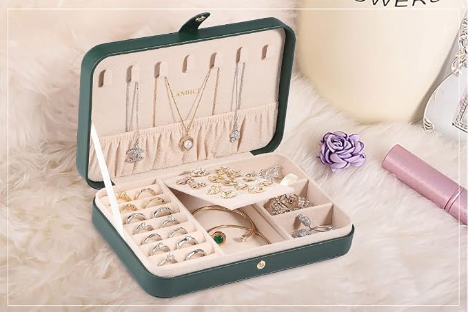 LANDICI Small Jewelry Box for Women Girls, PU Leather Travel Jewelry Organizer - Image 8