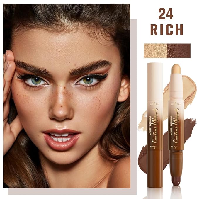 evpct Nude Brown & Nude Cream Contour Stick Face Body Makeup Dual Ended - Image 2