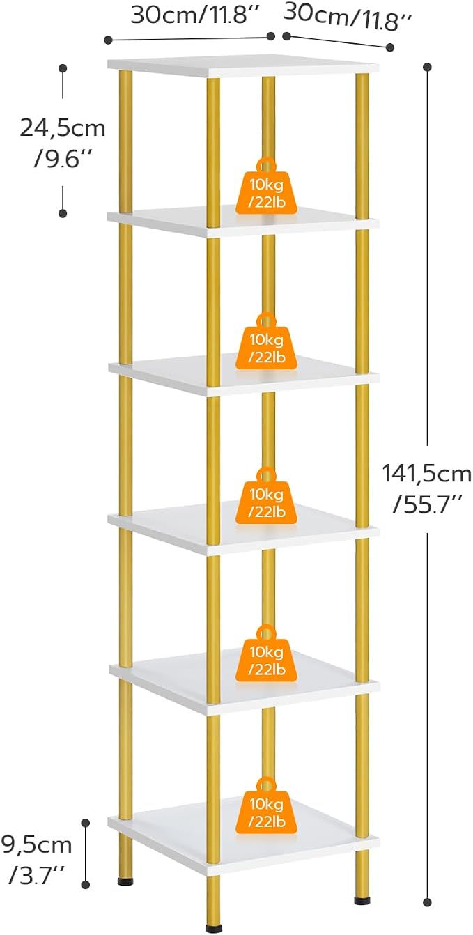 HOOBRO 6-Tier Corner Shelf, Corner Square Rack Display Shelf, Tall Storage Rack - Image 3