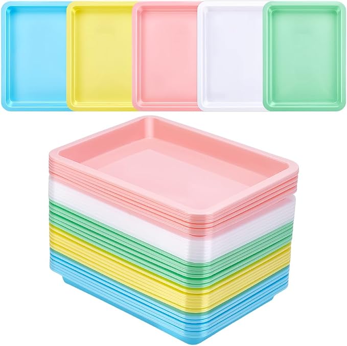 30Pcs Plastic Art Trays, 9.6 x 7.3 Inches Activity Craft Sand Trays Flat by INTERWARM