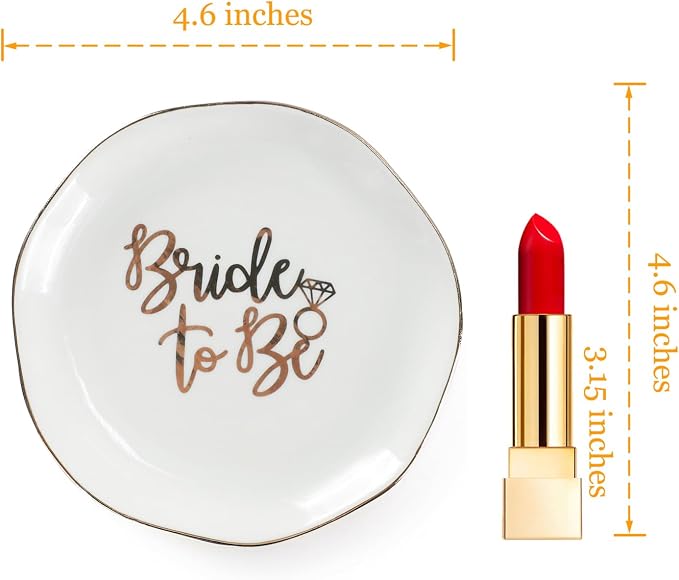 Wedding Ring Dish For Bride-Bride To Be Jewelry Dish Tray-Ceramic White - Image 3