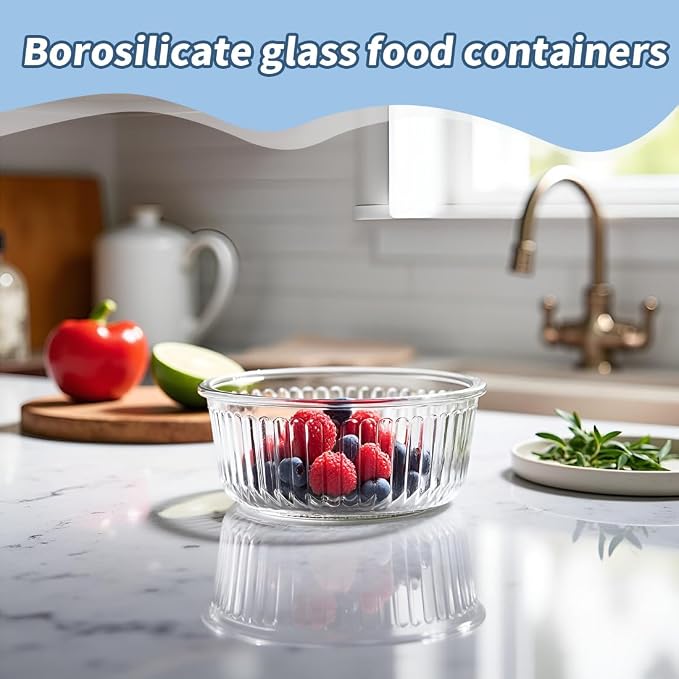 H.JSS WDJS 1.5 cup Round Glass Food Storage Containers - Image 8