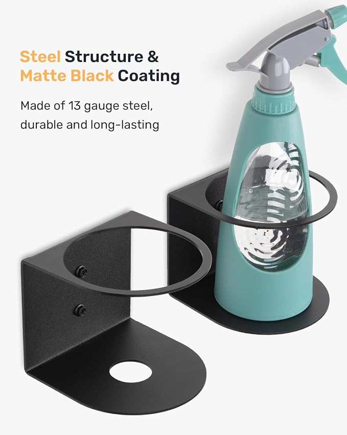 Steel Spray Bottle Holder Wall Mount 2-Pack, Fits up to 32 oz | 13-Gauge - Image 4