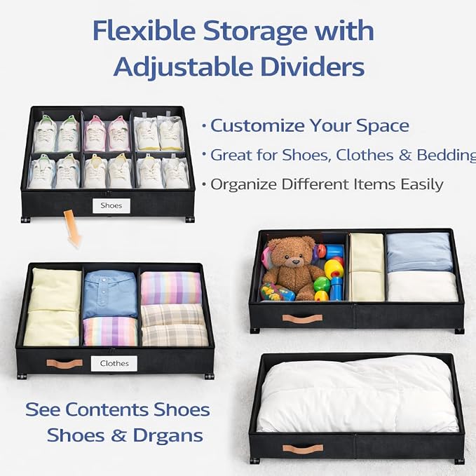 Underbed storage box with wheels that can be pulled, equipped with a partition - Image 6