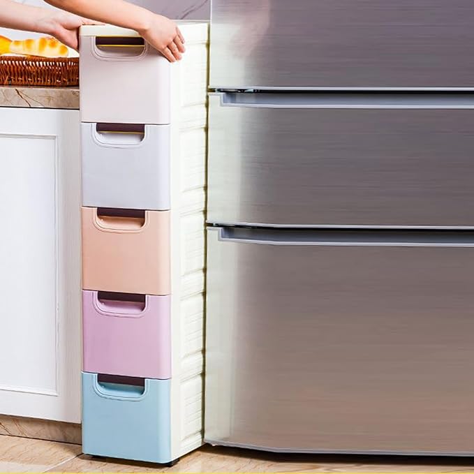 5 Drawers Slim Storage Cabinet, Rolling Narrow Cabinet - Image 6