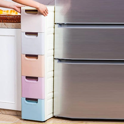 5 Drawers Slim Storage Cabinet, Rolling Narrow Cabinet - Image 6