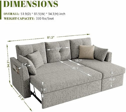 Huatean Home Sleeper Sofa Couch, 2 in 1 Sectional Sleeper Couch Bed - Image 2