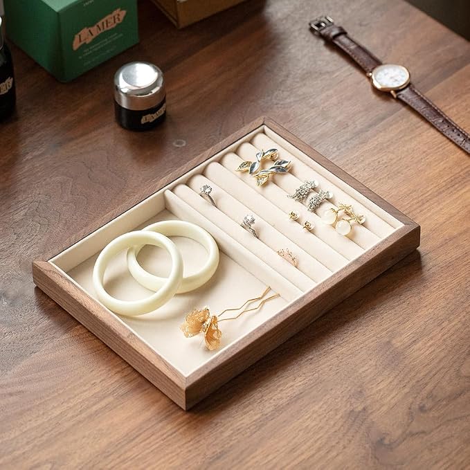 Black Walnut Wooden Jewelry Tray Organizer - Image 3