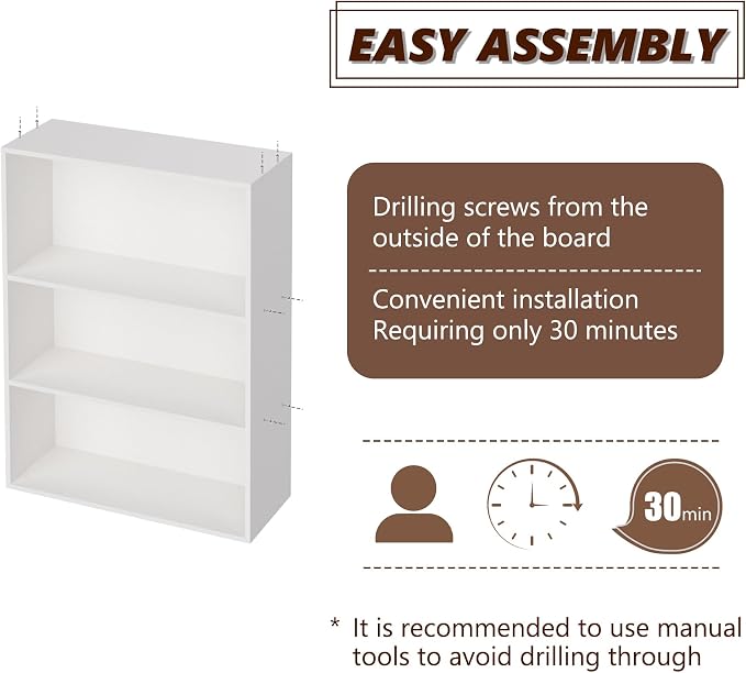 3 Tier Book Shelf，Wooden 3 Cube Storage Organizer, 33 Inch Versatile Cubes - Image 4