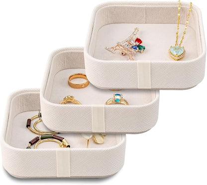 SANQIANWAN Set of 3 Small Stackable Jewelry Organizer Trays Mini Jewelry Drawer by SANQIANWAN