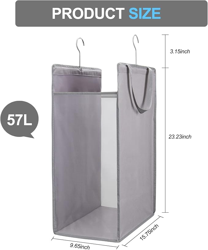 Fentec Hanging Laundry Hamper, Hanging Laundry Basket, Slim Laundry Hamper Bag - Image 3
