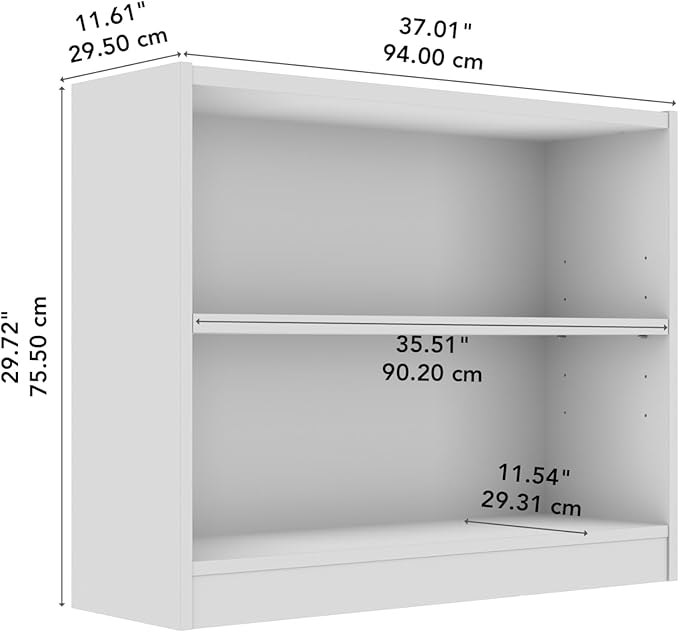 Bush Furniture Universal Small 2 Shelf Bookcase in Platinum Gray, Low Storage - Image 3