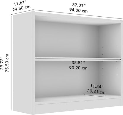 Bush Furniture Universal Small 2 Shelf Bookcase in Platinum Gray, Low Storage - Image 3
