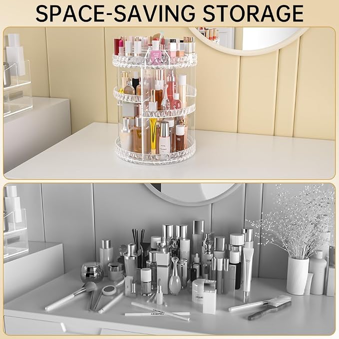 360 Rotating Makeup Organizer, DIY Adjustable Makeup Carousel Spinning Holder - Image 7