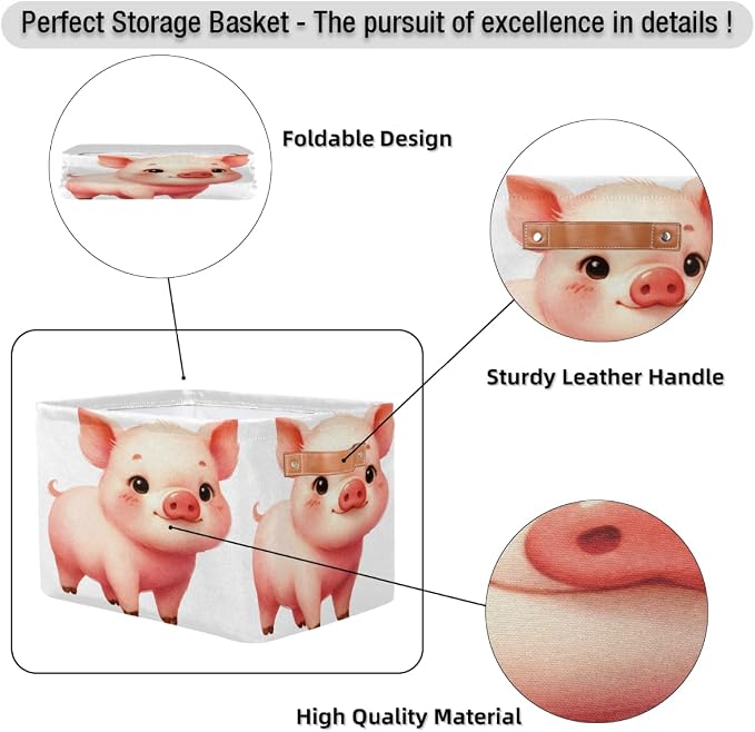 Pardick Basket Storage Bins Cute Animal Pig Rectangle Cube Basket Box Kids - Image 6